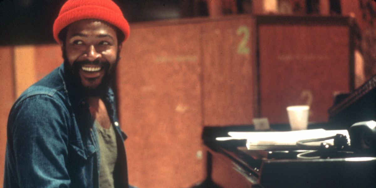 Marvin Gaye in a recording studio in LA in 1973