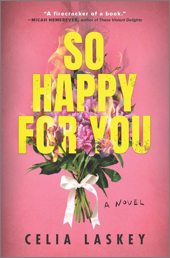 the cover of so happy for you features a bouquet on it