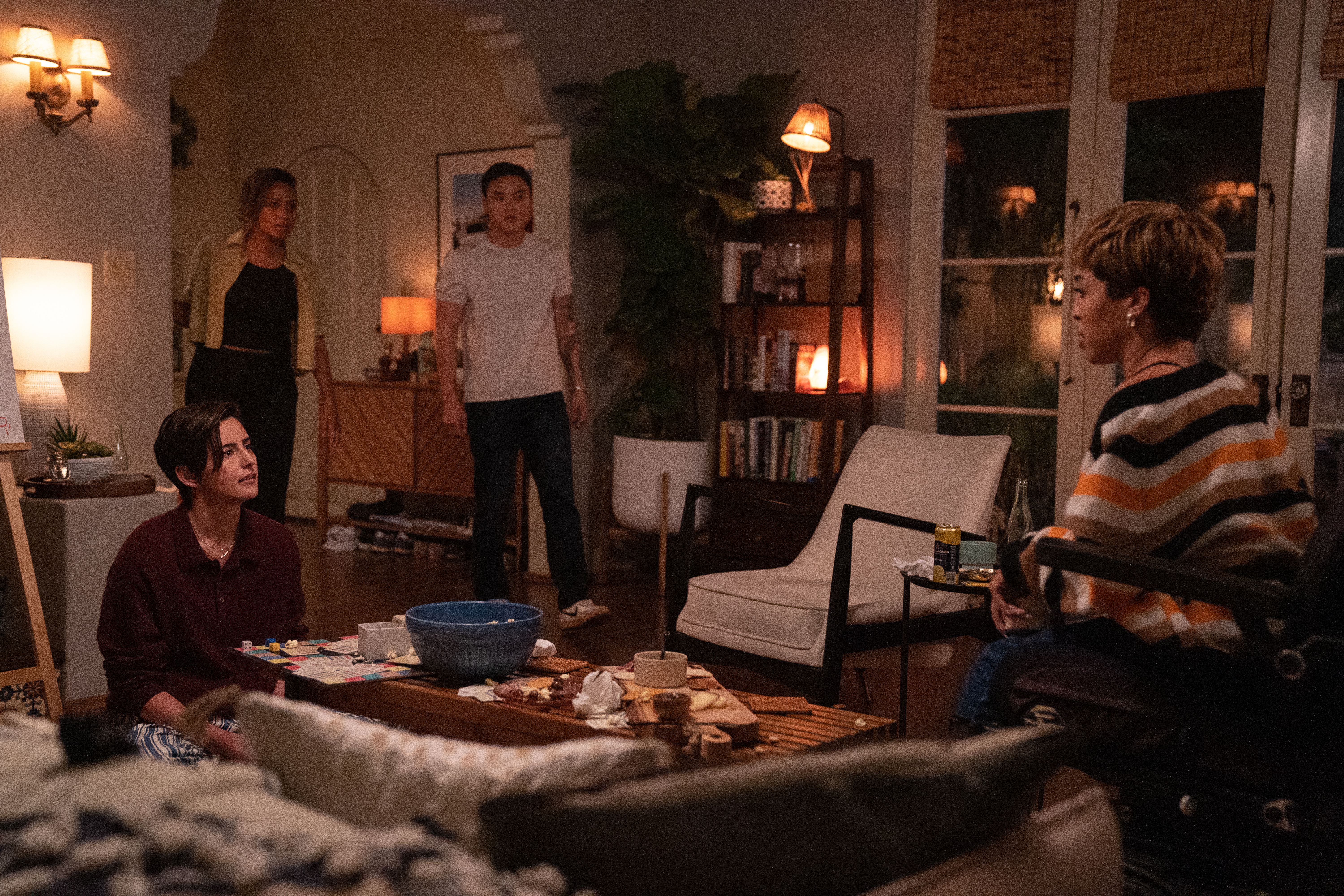 Los Angeles Traffic (L-R): Jacqueline Toboni as Finley, Rosanny Zayas as Sophie, Leo Sheng as Micah and Jillian Mercado as Maribel in THE L WORD: GENERATION Q, "Los Angeles Traffic".