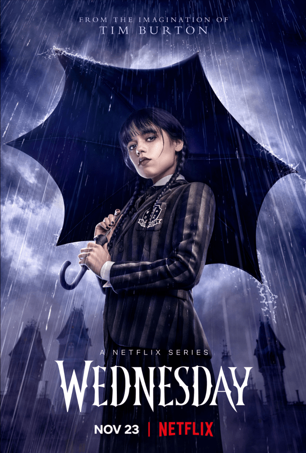 the cover of wednesday featuring a very goth looking wednesday addams