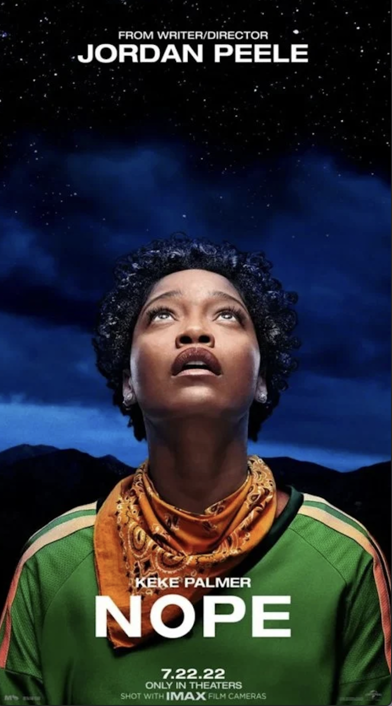 the cover of Nope featuring keke palmer gazing up at a starry night sky