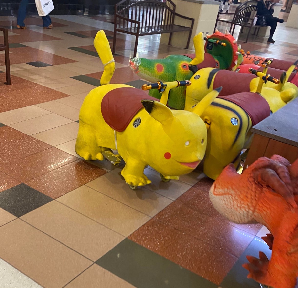 a disturbing gathering of apparently rideable pikachurs with hideos proportions