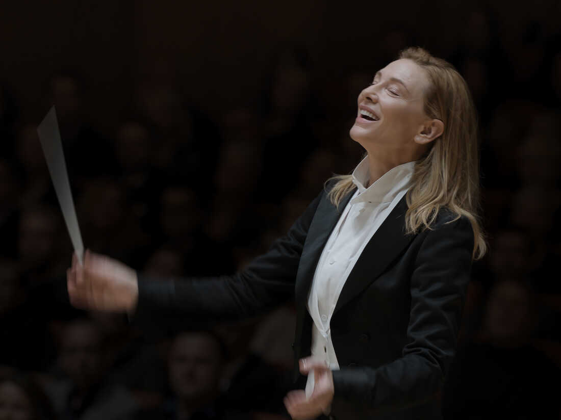 Cate Blanchett waving her conductor's baton in Tar