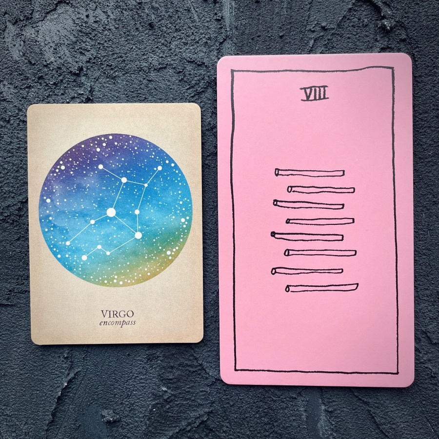 Card 1: Virgo, Card 2: Eight of wands