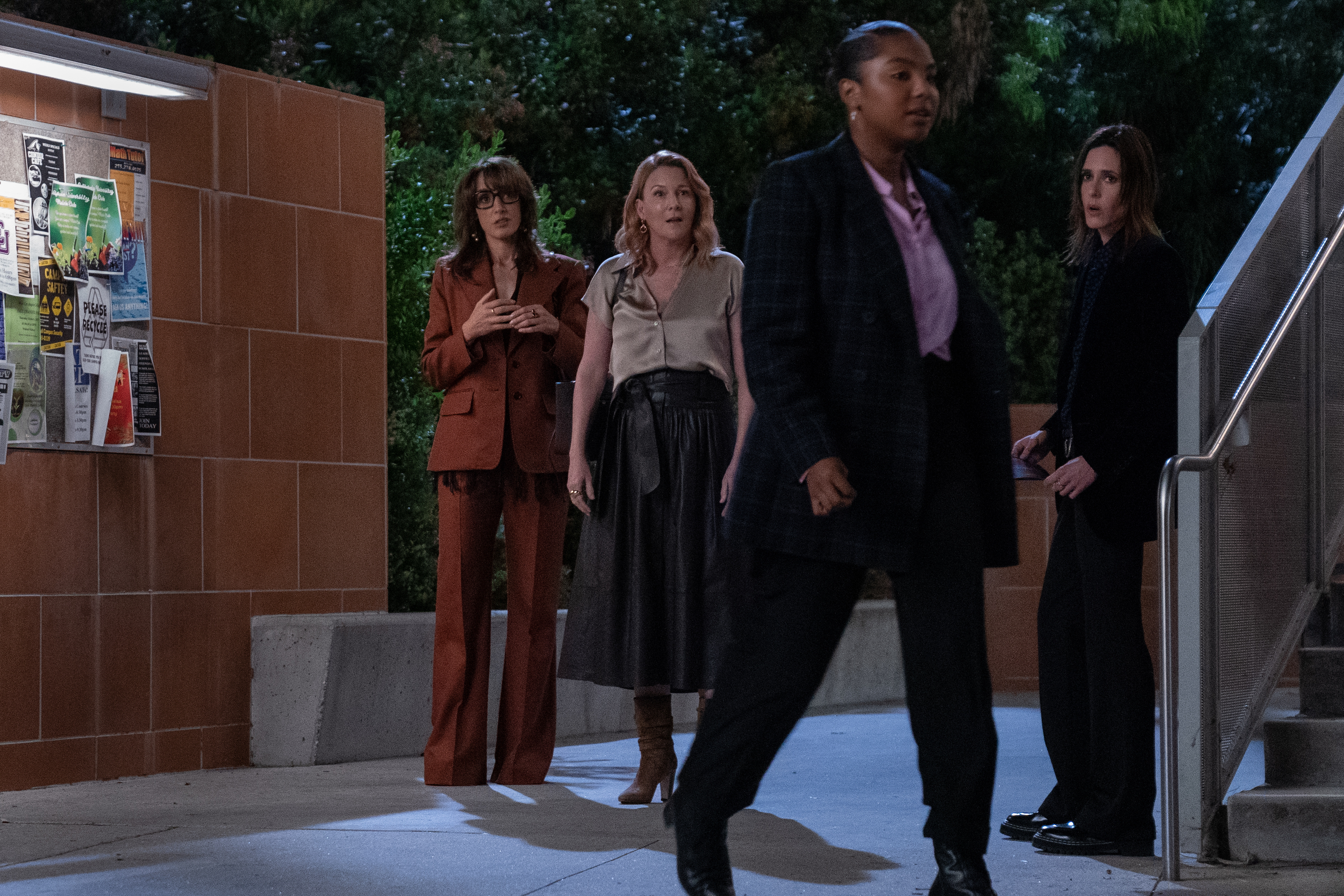 Quiet Before the Storm (L-R): Jennifer Beals as Bette, Laurel Holloman as Tina, Jordan Hull as Angie and Kate Moennig as Shane in THE L WORD: GENERATION Q, "Quiet Before the Storm". Photo Credit: Isabella Vosmikova/SHOWTIME.