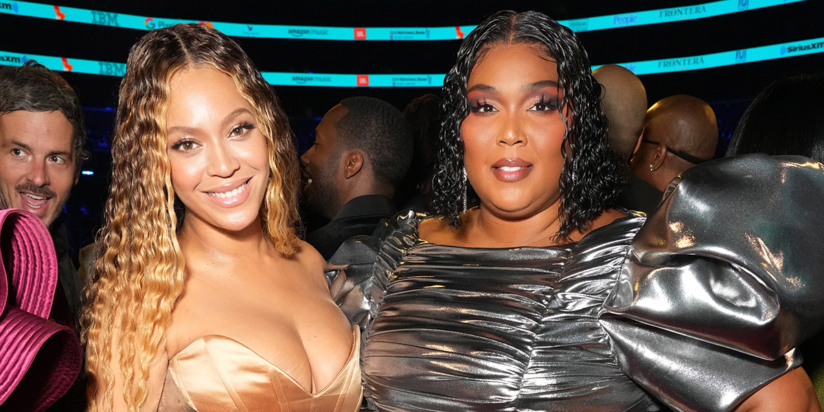 Beyoncé and Lizzo attend the 65th GRAMMY Awards at Crypto.com Arena on February 05, 2023 in Los Angeles, California.