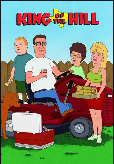 the cover of king of the hill showing the family of four cartoon texas white people