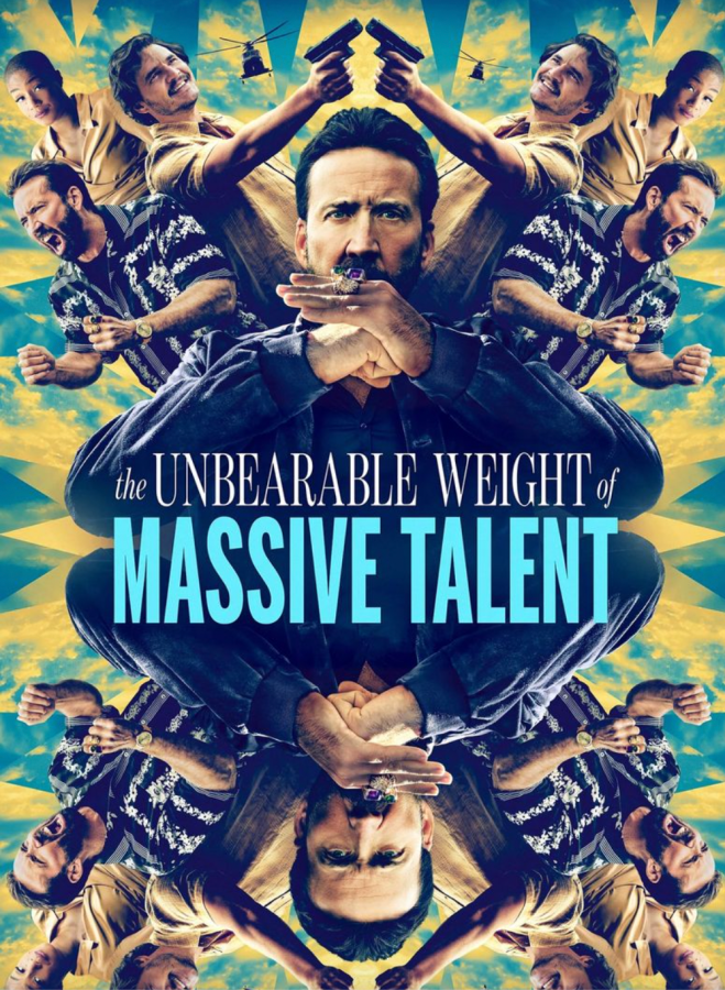 the unbearable weight of massive talent cover has a kaleidoscope pattern featuring nic cage
