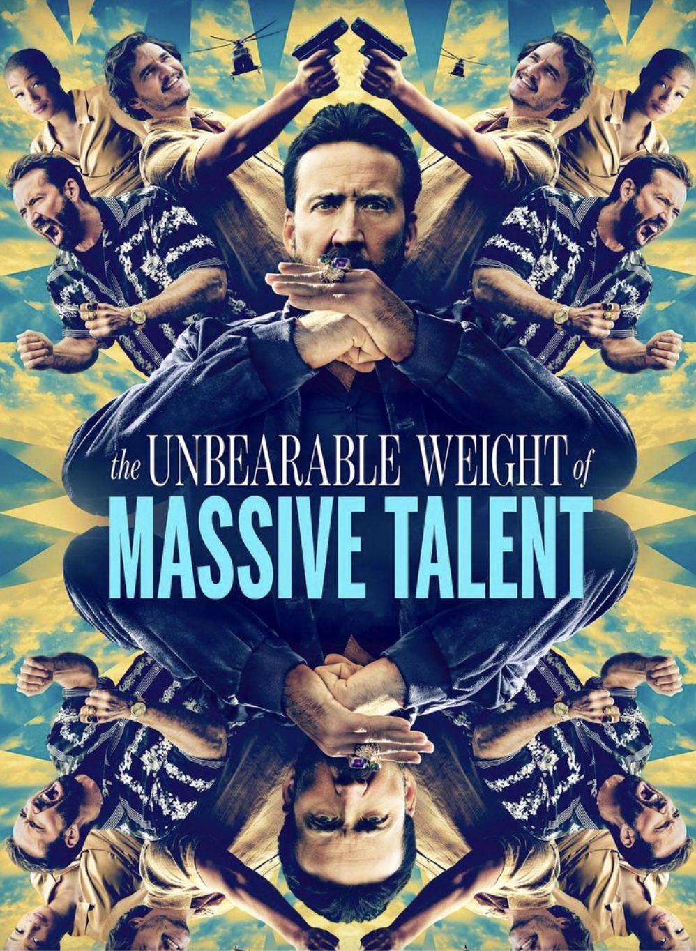 the unbearable weight of massive talent cover has a kaleidoscope pattern featuring nic cage