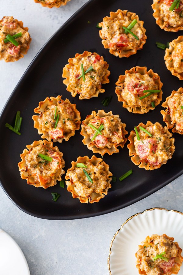 phyllo dough cups filled with sausage