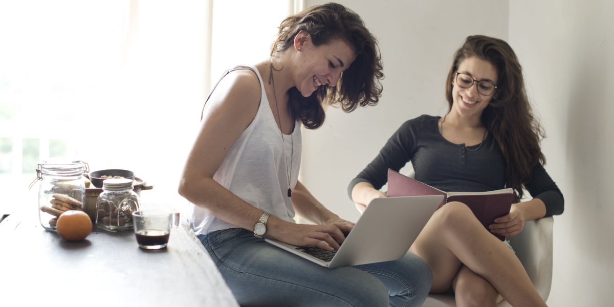 lesbian couple reading