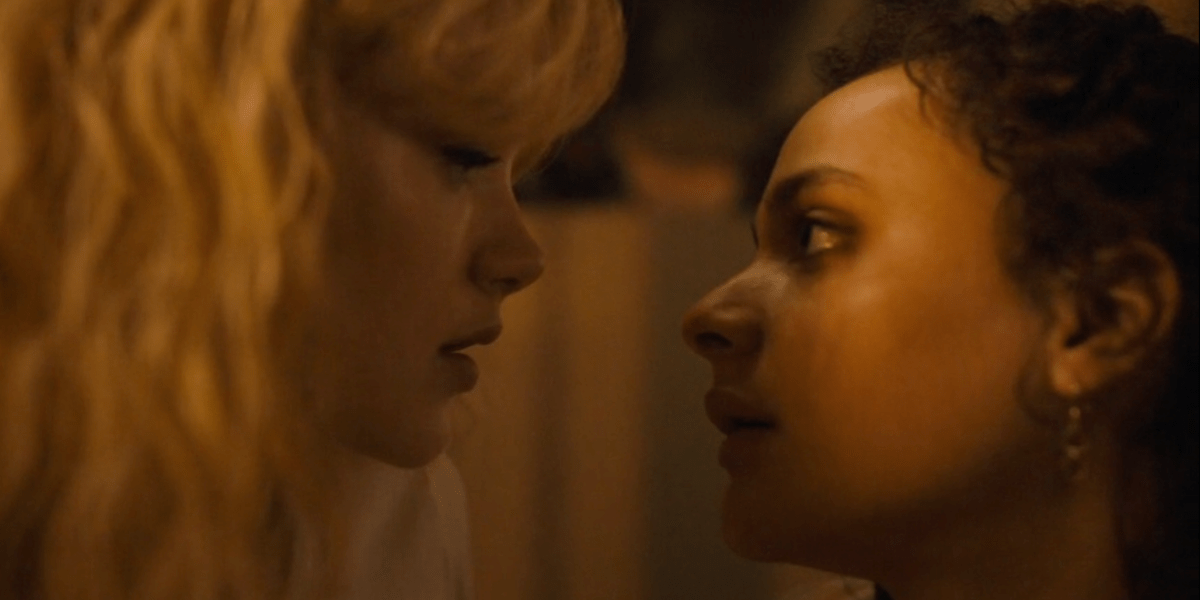The Crowded Room: Annabelle and Arianna lean in as if about to kiss each other