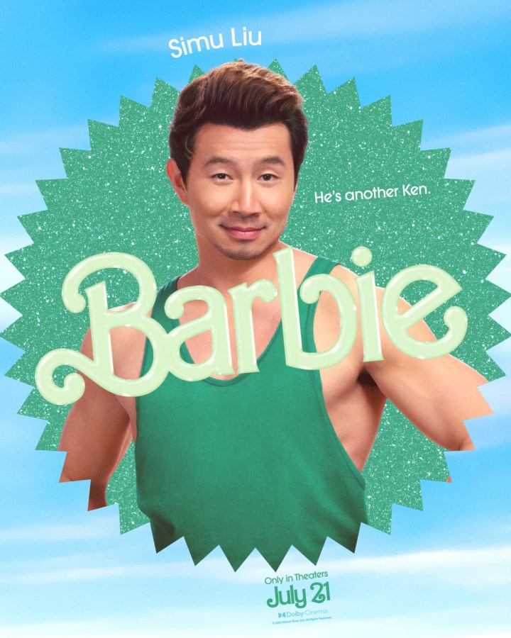 Simu Liu as Ken (he's in a green tank top)