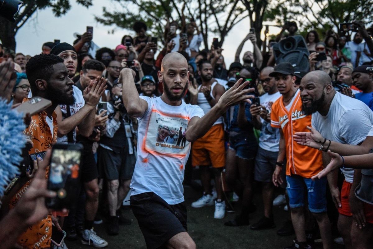 NEW YORK, NEW YORK - AUGUST 5: People vogue after a memorial march for O'Shae Sibley on August 5, 2023 in New York City. O'Shae Sibley was stabbed to death at a gas station in Brooklyn on July 29th after being seen dancing in the parking lot. 