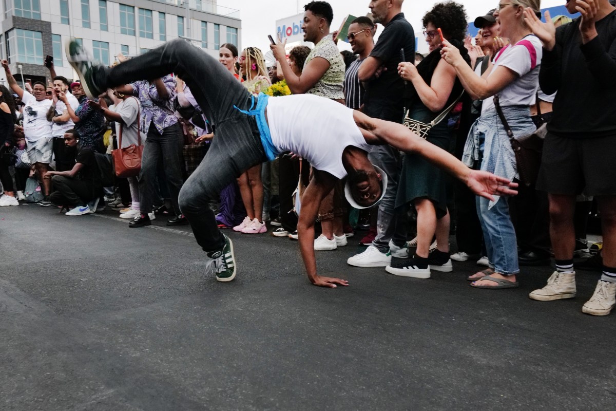 NEW YORK, NEW YORK - AUGUST 04: People gather at a memorial for O’Shae Sibley on August 04, 2023 in New York City. The memorial was held at the gas station where he was murdered last weekend while dancing with friends. Sibley and friends started "voguing", a form of dance that was created and mainly performed by Black and Latinx LGBTQ people, while at the station and got into a fight with a group of men who took offense at their dancing and ended up stabbing Sibley. The 28-year-old professional dancer died at the hospital and police are investigating the incident as a homophobic hate crime as the assailants used anti-gay slurs.