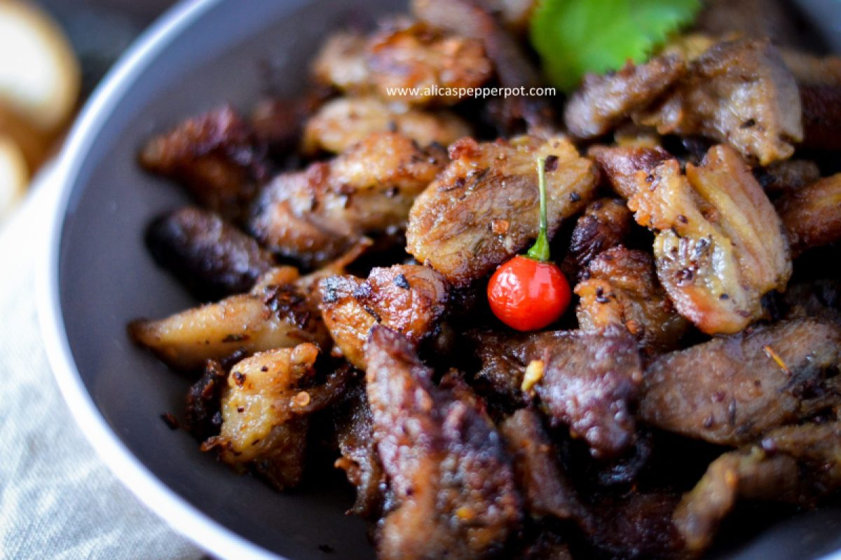 a bowl of garlicky pork