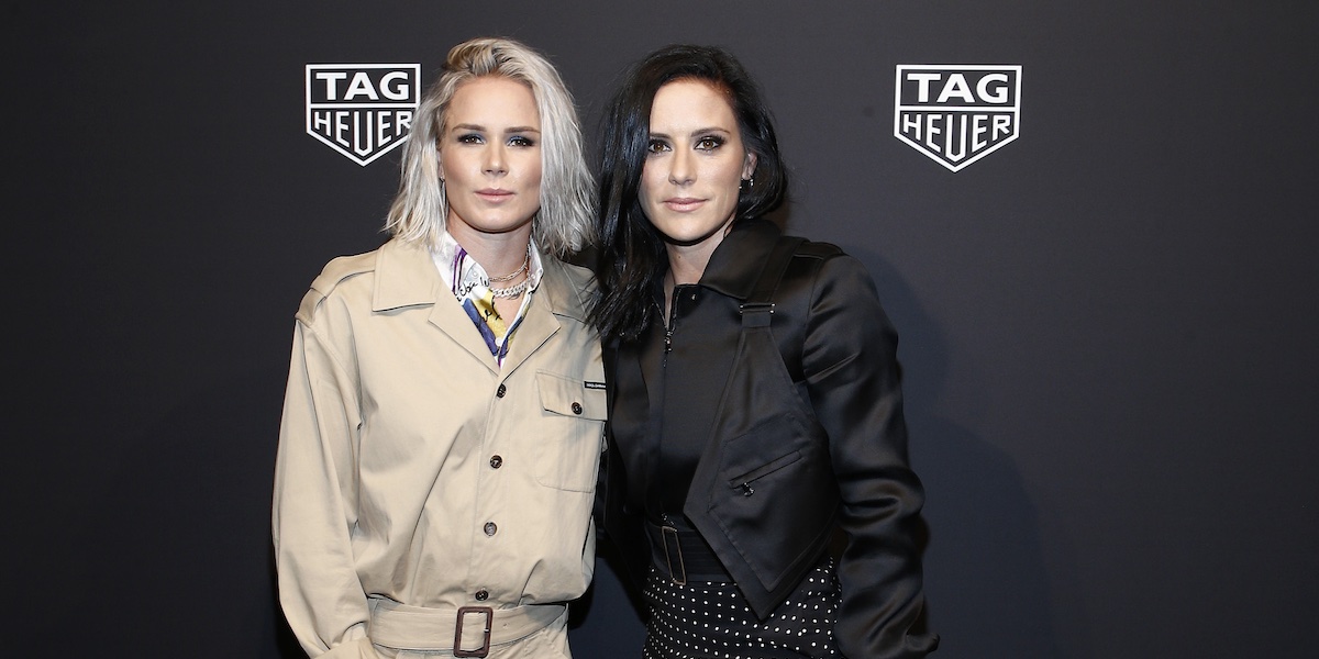 NEW YORK, NEW YORK - MARCH 12: Ashlyn Harris and Ali Krieger attend The Launch of The New Connected Watch by TAG Heuer at The Caldwell Factory on March 12, 2020 in New York City. (Photo by Brian Ach/Getty Images for TAG Heuer )