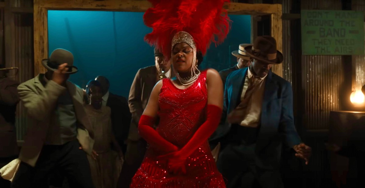 Shug performs "Push Da Button" in Harpo's Juke Joint in 2023's The Color Purple