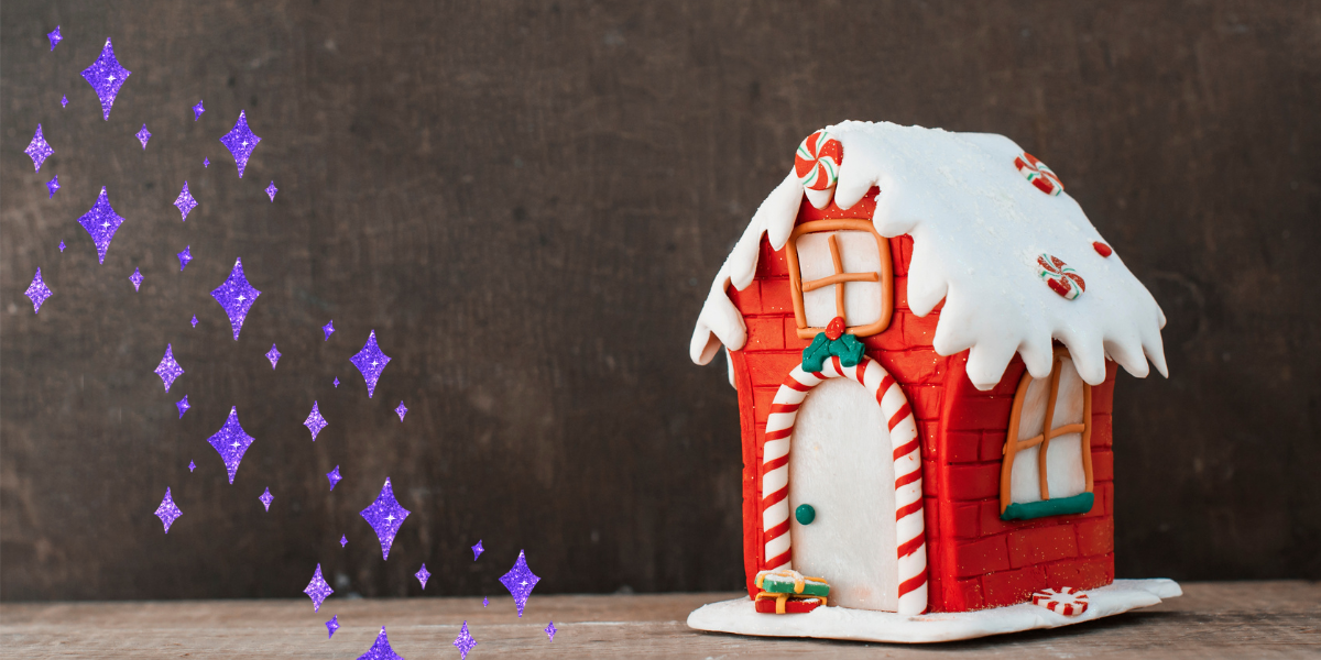 a small red gingerbread house