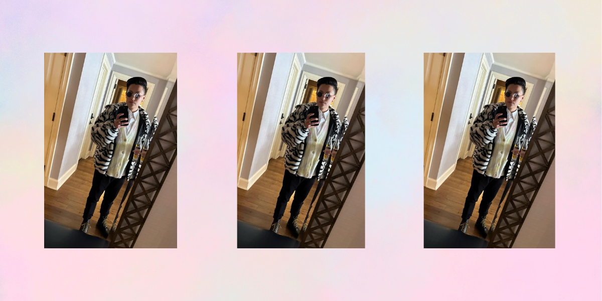 Melissa King takes a mirror pic in an apres ski outfit holding a Topo Chico