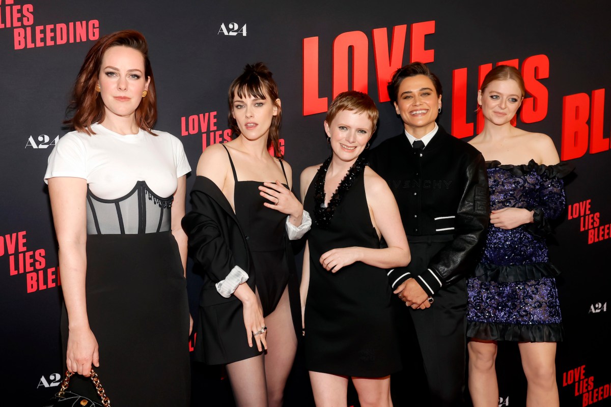 BEVERLY HILLS, CALIFORNIA - MARCH 05: (L-R) Jena Malone, Kristen Stewart, Rose Glass, Katy O'Brian and Anna Baryshnikov attend the Los Angeles Premiere Of A24's "Love Lies Bleeding" at Fine Arts Theatre on March 05, 2024 in Beverly Hills, California. (Photo by Emma McIntyre/Getty Images)