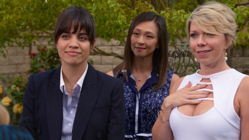 Natalie Morales and Mary Elizabeth Ellis as Anne Garcia and Lisa Palmer