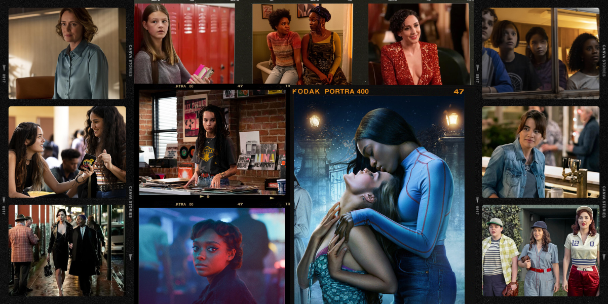 collage of lesbian shows that have been cancelled