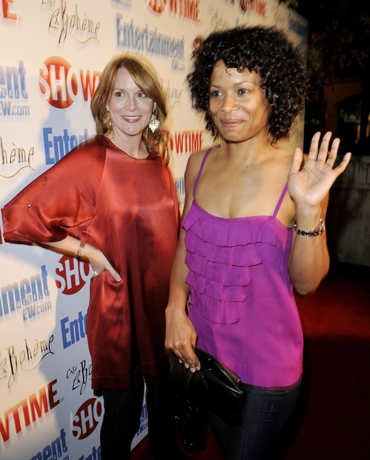 WEST HOLLYWOOD, CA - MARCH 03: Actors Laurel Holloman (L) and Rose Rollins arrive at Showtime's farewell party for "The L Word" at Cafe La Boheme on March 3, 2009 in West Hollywood, California. (Photo by Kevin Winter/Getty Images)