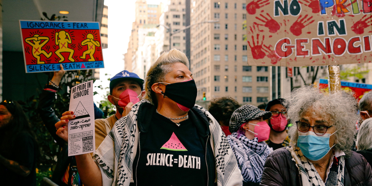 Sara Ramirez at the ACT UP NY protest of the GLAAD Media Awards