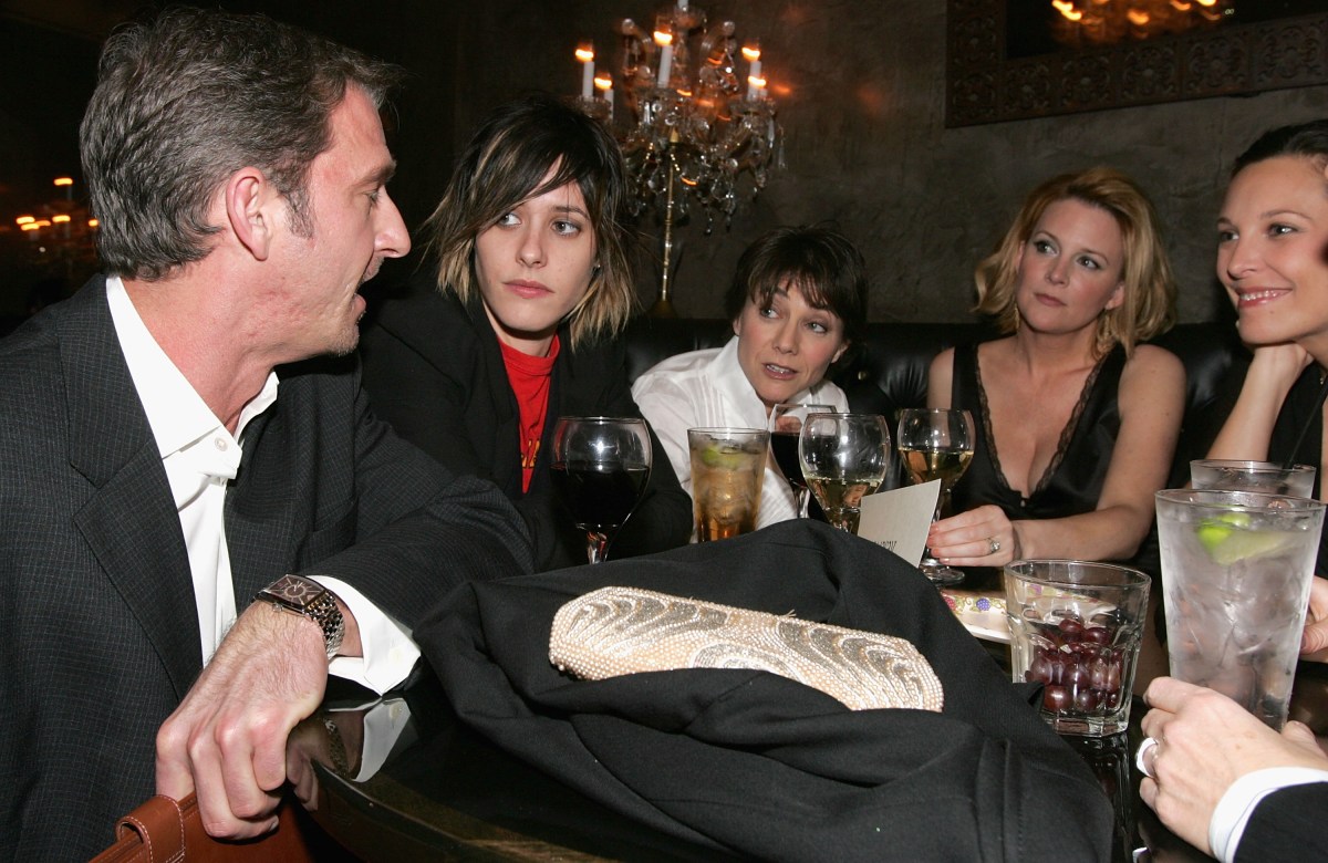 HOLLYWOOD, CA - JANUARY 8: (L-R) Showtimes Manager of Talent Relations Kirk Ryder talks with actress Katherine Moennig, Creator and Executive Producer Ilene Chaiken, Larel Holloman and Erin Daniels during "The L Word" season three premiere after party January 8, 2006 at Club Avalon in Hollywood, California. (Photo by Mark Mainz/Getty Images)