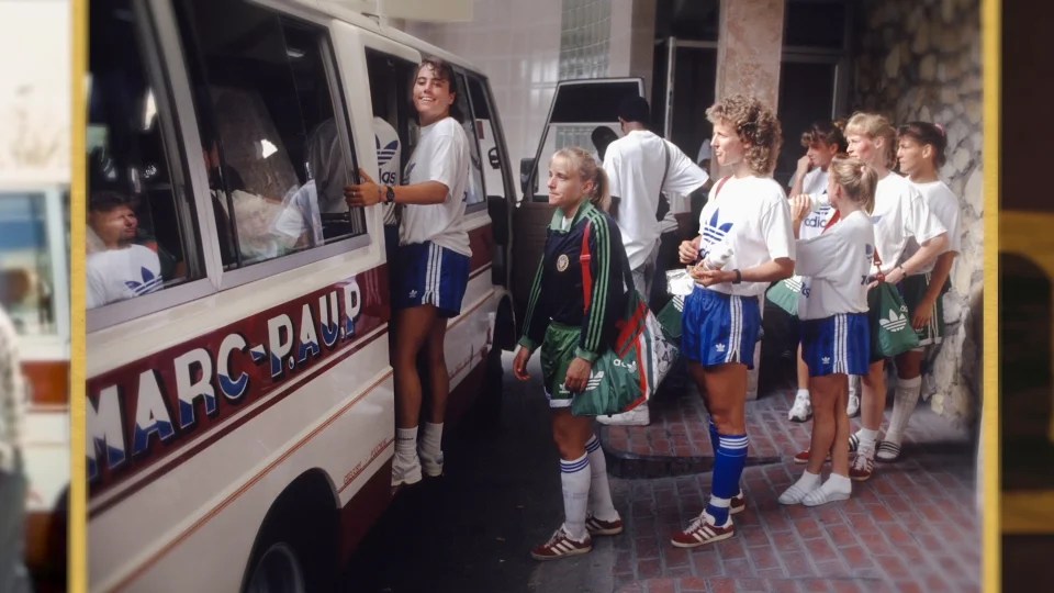 soccer players boarding the bus