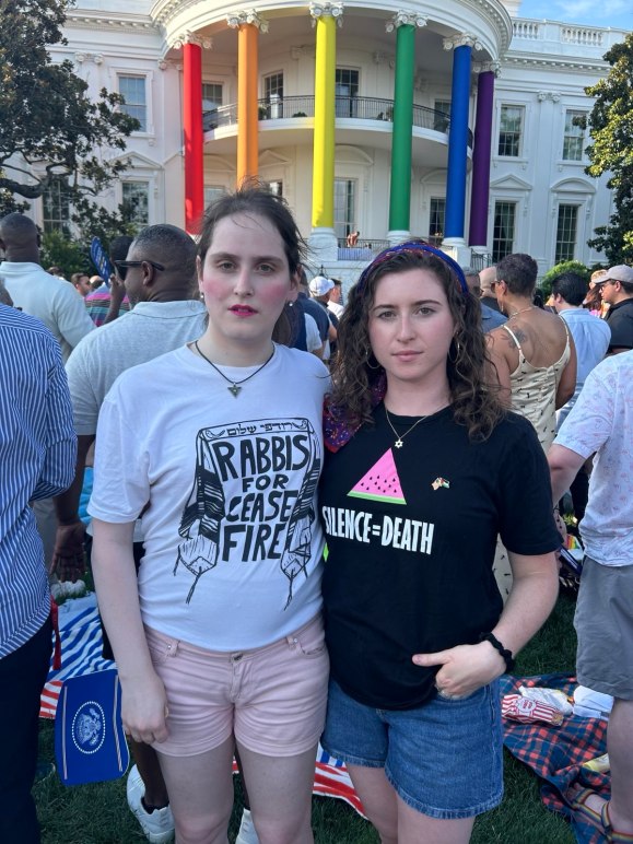 abby and lily in front of the white house pride 