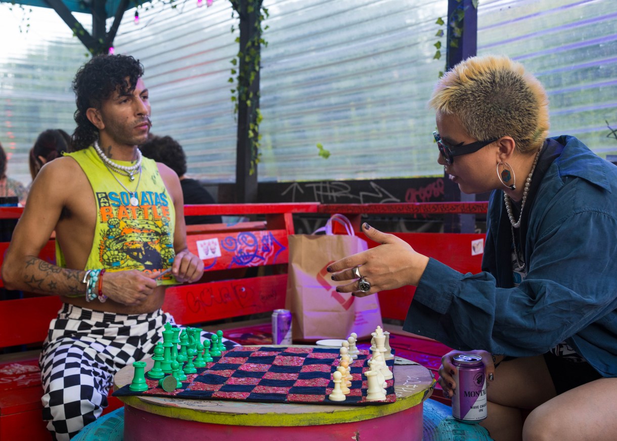 two people playing chess