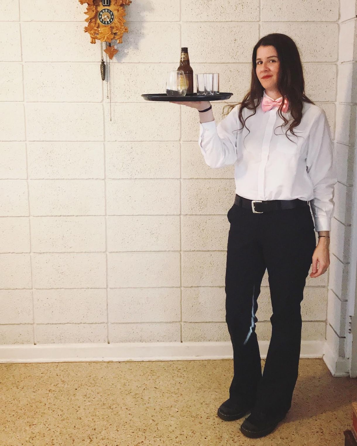 Kristen dressed in a Party Down halloween costume