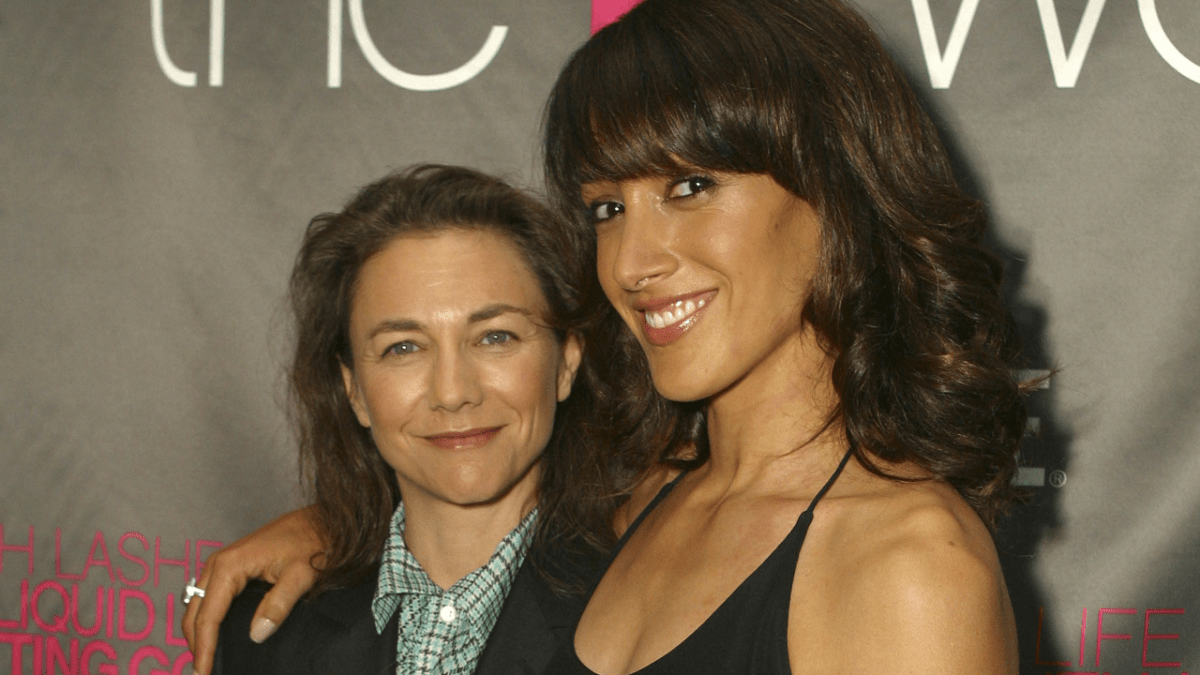 Ilene Chaiken and Jennifer Beals pose at the original L Word premiere. They have recently started a queer media company together called Run-A-Muck.