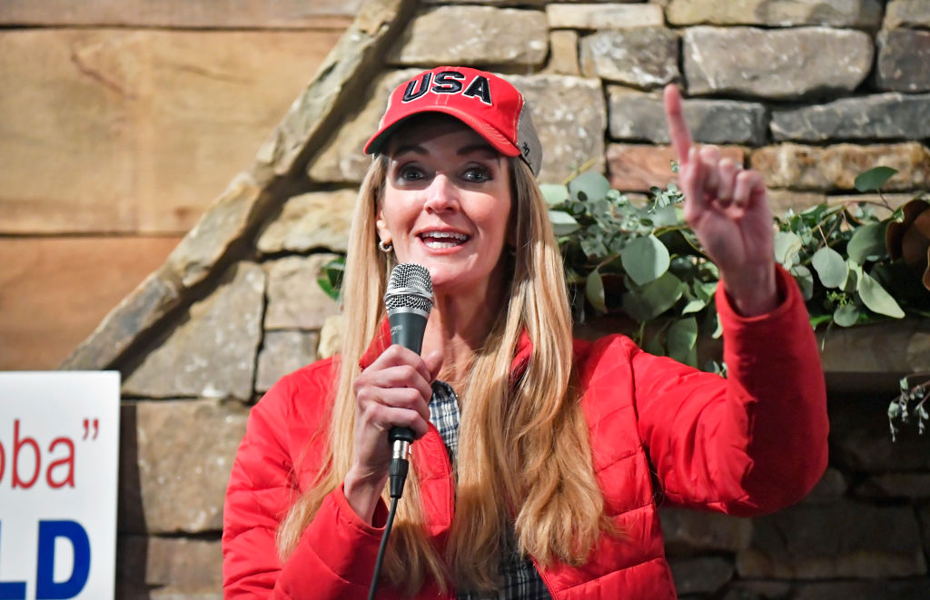 CUMMING, GA - DECEMBER 20: Georgia Senator Kelly Loeffler talks to supporters during a campaign event on Sunday, December 20, 2020, at the Reid Barn in Cumming, GA. Loeffler is running against Democratic candidate Raphael Warnock in the runoff election on January 5, 2021. (Photo by Austin McAfee/Icon Sportswire via Getty Images)