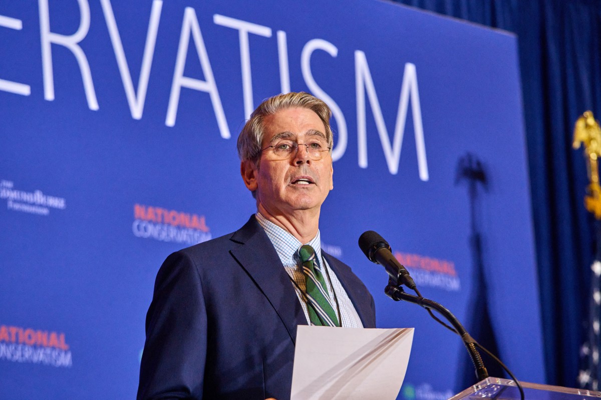 Scott Bessent speaks at the National Conservative Conference in Washington D.C., Wednesday, July 10, 2024. (Photo by Dominic Gwinn / Middle East Images / Middle East Images via AFP) (Photo by DOMINIC GWINN/Middle East Images/AFP via Getty Images)