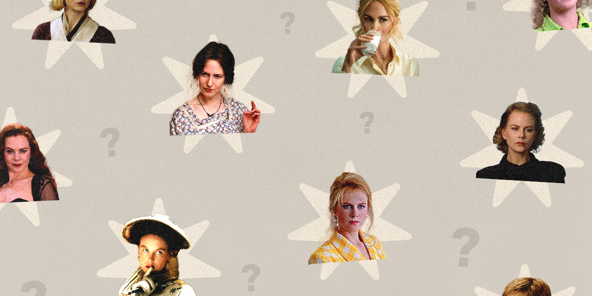 Quiz: What Nicole Kidman quiz are you? A collage of Nicole Kidman characters set against a tan background.