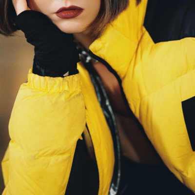 yellow and black collared fashion jacket