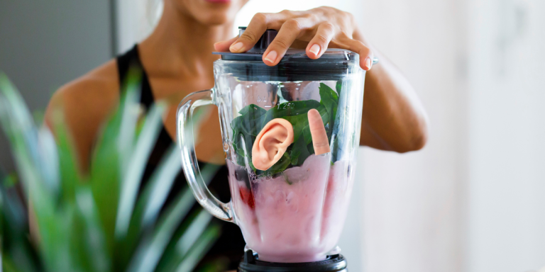 an ear in a bullet blender