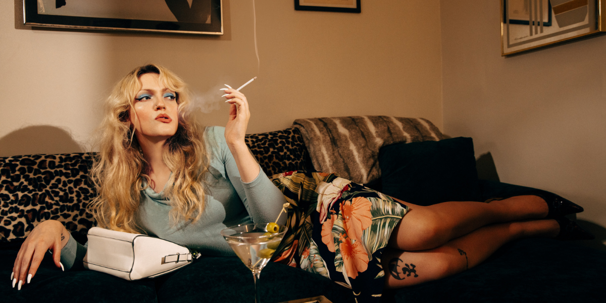 Bunny White smoking cigarette