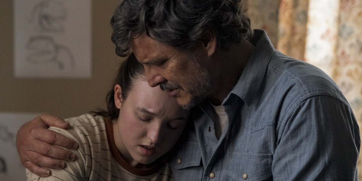 The Last of Us 206 Joel comforting Ellie Photograph by Liane Hentscher HBO