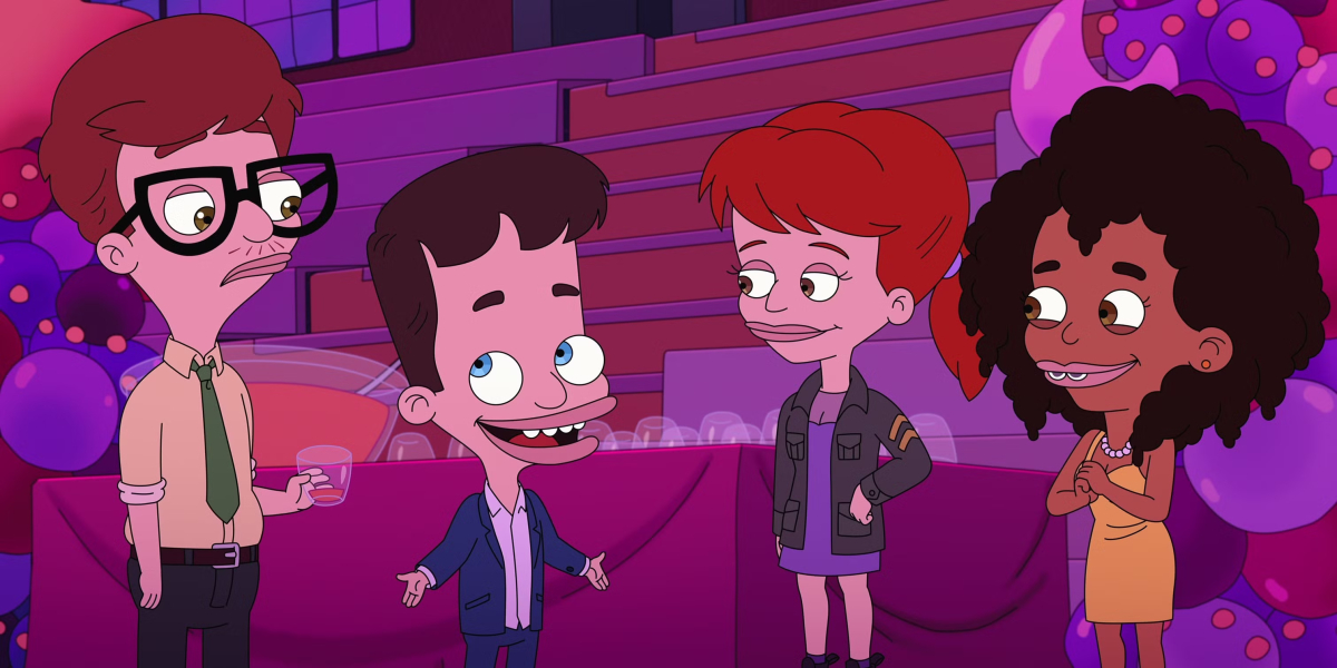 Andrew, Nick, Missy and Jessi at a dance in Big Mouth Season 8