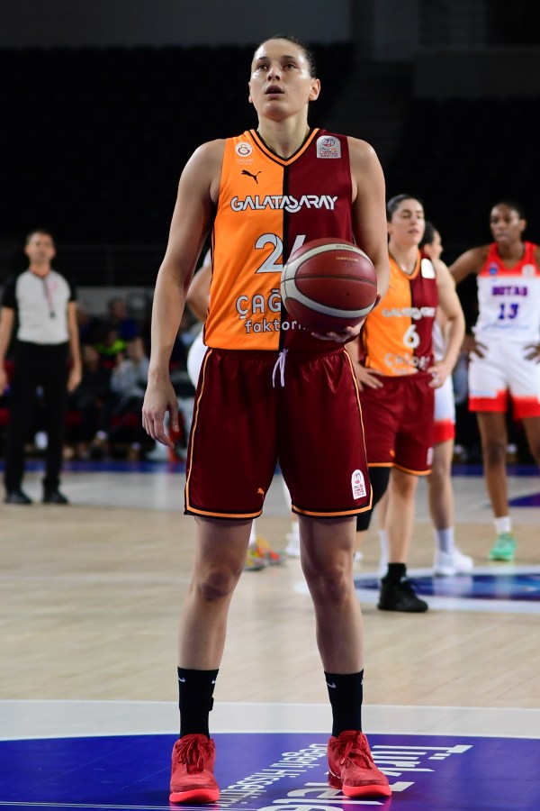 ANKARA, TURKEY - DECEMBER 07, 2024: Cecilia Zandalasini, #24 of Galatasaray Cagdas Faktoring Istanbul in action during the ING Bank Women's Basketball Super League (KBSL) Regular Season Round 11 match between Botas Ankara and Galatasaray Cagdas Faktoring Istanbul at Ankara Arena. (Photo credit should read Altan Gocher / GocherImagery/Future Publishing via Getty Images)