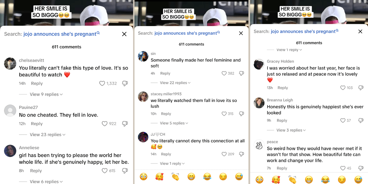 comments being supportive of JoJo Siwa