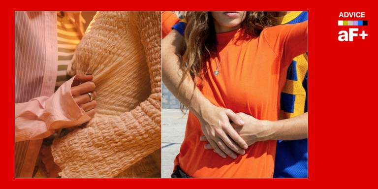 One image shows two women embracing, another shows a woman being literally held back by her boyfriend