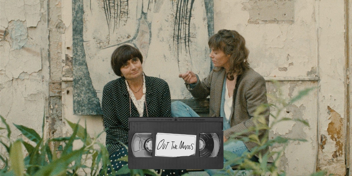 Agnes Varda and Jane Birkin with the Out the Movies logo at the bottom