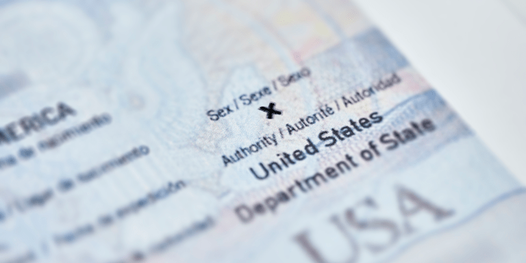 A close up on a passport with an x
