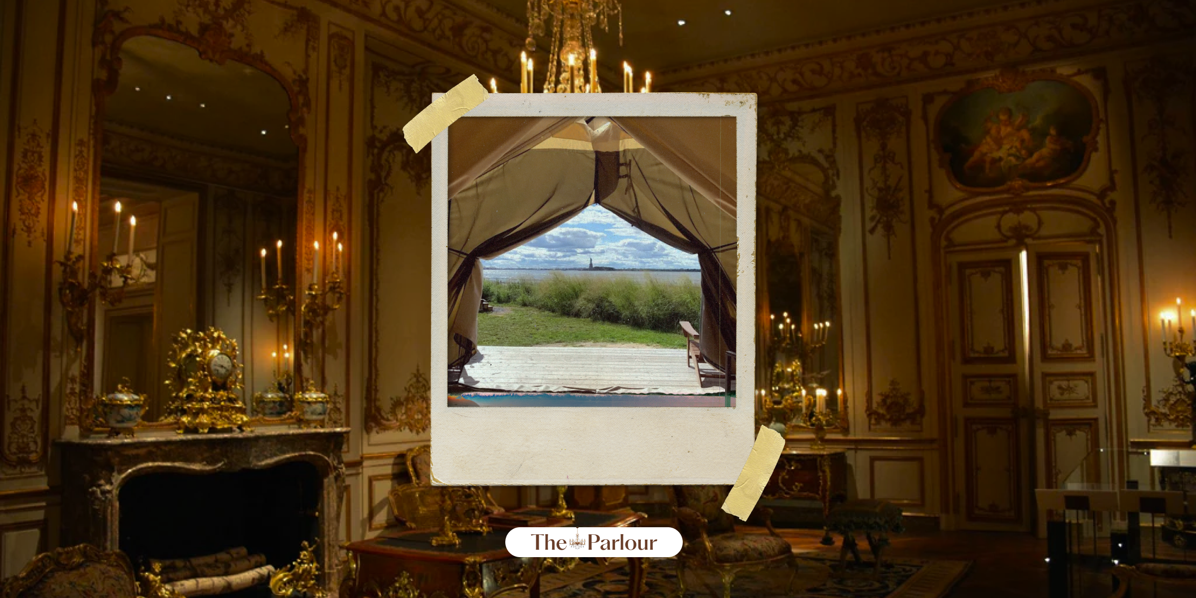 a glamping setup in a parlour