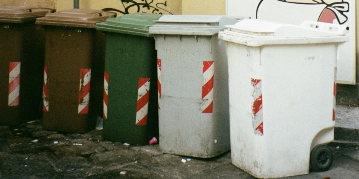 a bunch of trash cans